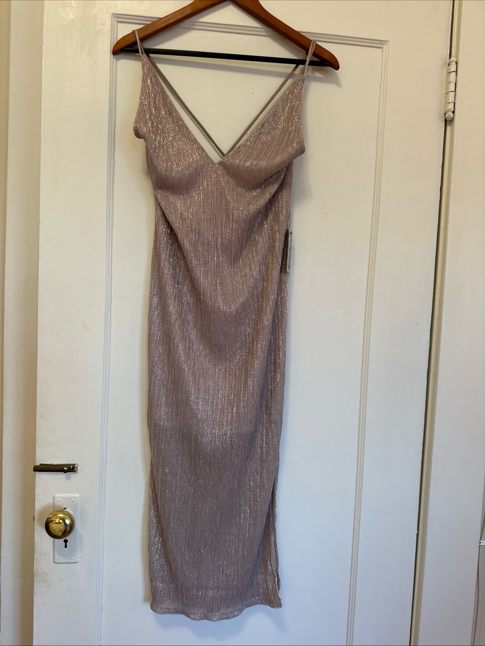 Express Shimmery Dusty Rose Midi Slip Dress Size Small NWT